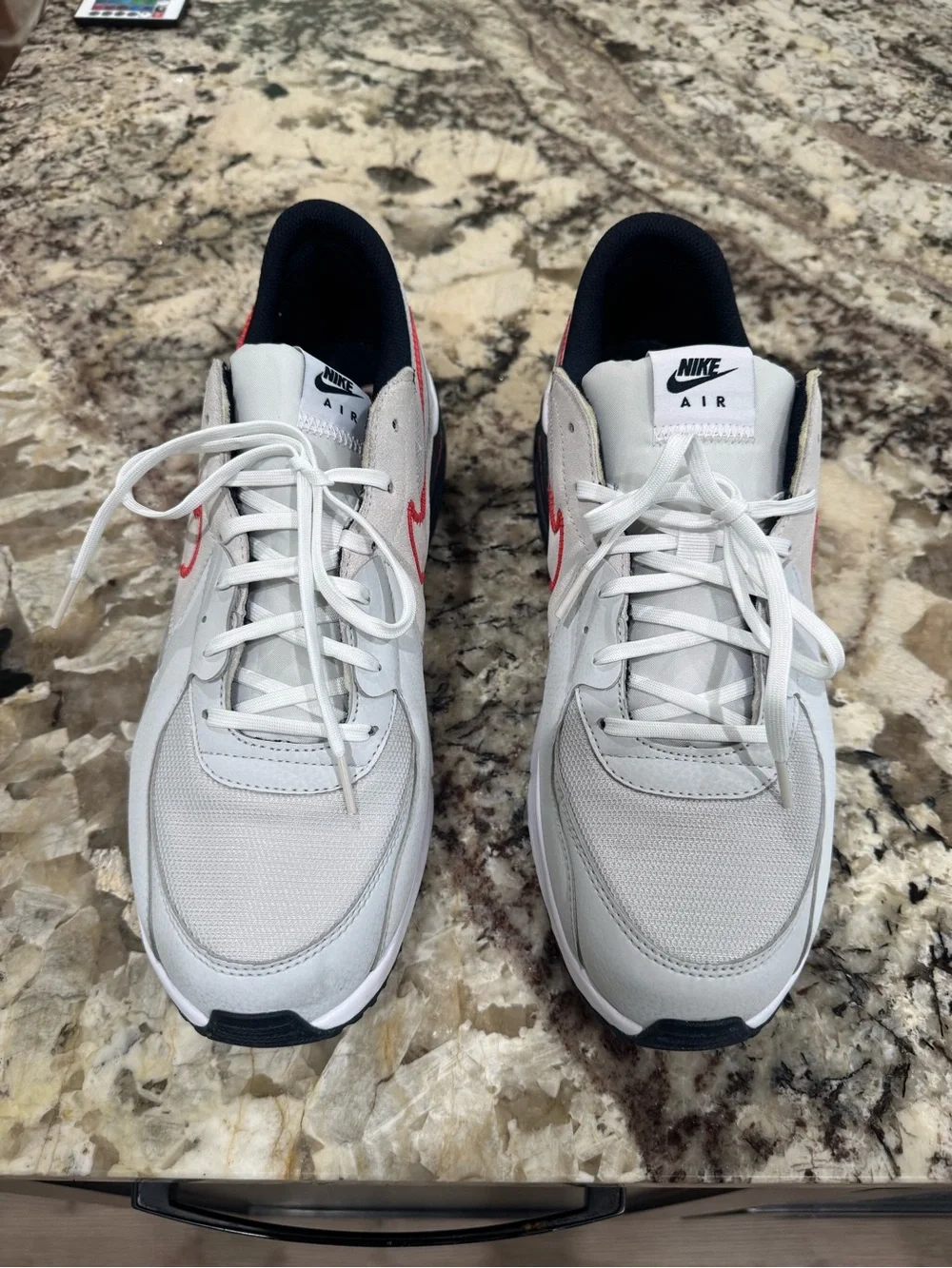 Nike Men’s Air Max Sneakers — Light Gray with Red Accents